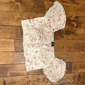 Cider Cropped Blouse 3XL in Pink‎ and White